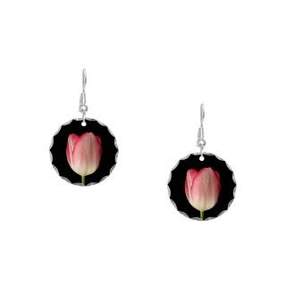 Art Gifts  Art Jewelry  Pink Tulip Earring Circle Charm