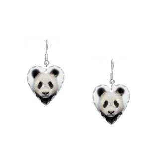 Bear Gifts  Bear Jewelry  Panda bear Earring Heart Charm