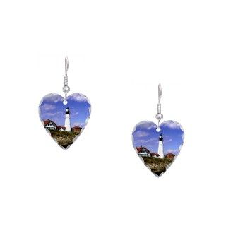 Blue Gifts  Blue Jewelry  Maine Lighthouse Earring Heart Charm