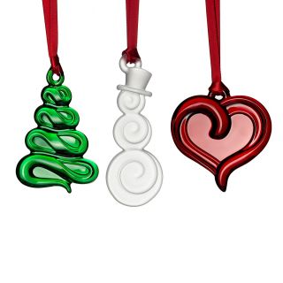 Orrefors Holly Days Ornaments, Set of 3