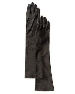 12 Button Length Leather Cashmere Lined Gloves