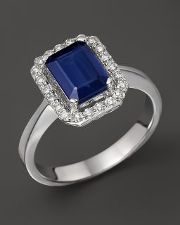 Diamond & Sapphire Ring in 14K White Gold