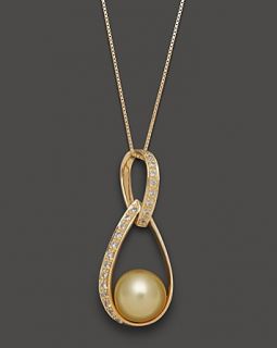 TRUNK SHOW Cultured Golden South Sea Pearl & Diamond Pendant Necklace