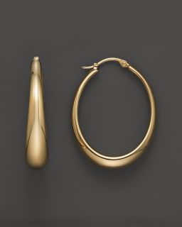 14K Yellow Gold Small Modern Oval Earrings