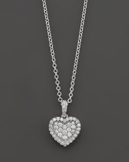 Diamond Pave Heart Pendant in 14 Kt. White Gold, 0.25 ct. t.w