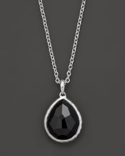 Medium Teardrop Pendant Necklace In Black Onyx, 16