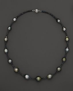 White Gold Semi Baroque Tahitian Pearl Necklace, 18