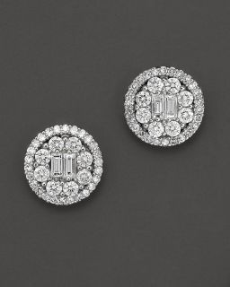 Diamond Pave Earrings in 18 Kt. White Gold; 1.0 ct. t.w