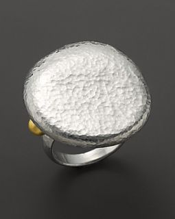 Gurhan Pure Silver and 24 Kt. Gold Pebble Ring