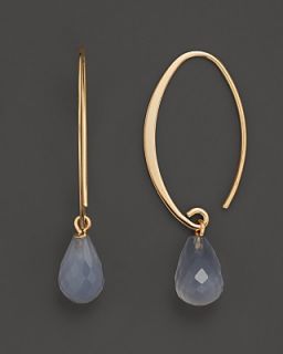 14K Yellow Gold Simple Sweep Earrings with Chalcedony
