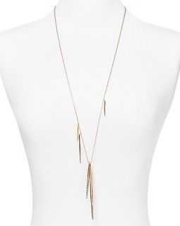 Crystal Encrusted Rose Gold Long Spear Necklace, 32