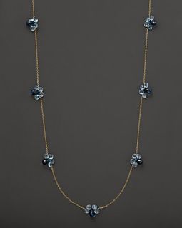 Blue Topaz Necklace Set in 14K Yellow Gold, 36