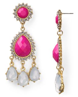 aqua fushia chandelier earrings price $ 38 00 color fuchsia crystal