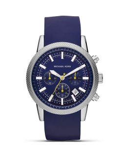 Michael Kors Mens Round Blue Silicone Sport Watch, 43mm