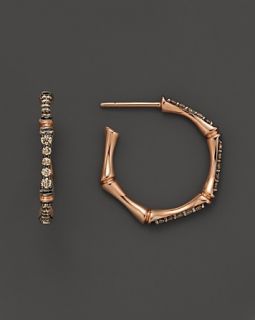 Diamond Bamboo Hoops in 14K Rose Gold, .50 ct. t.w.