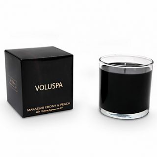 Voluspa Makassar Ebony & Peach Glass Candle & Metallic Gift Box