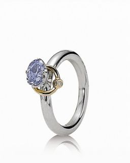 PANDORA Ring   Diamond, Sterling Silver, 14K Gold & Lavender Zirconia