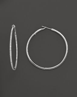  Pave Hoop Earrings in 14K White Gold, 1.50 ct. t.w.