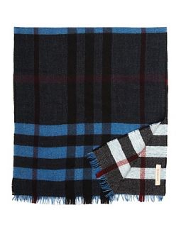 Burberry Mens Reversible Color Check Wool Scarf