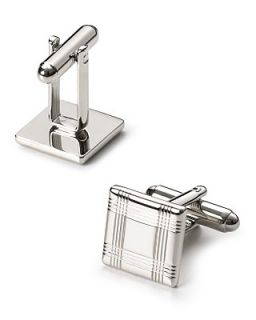 The Mens Store at Silver Tone Check Square Cufflinks