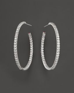 Large Micro Pave Diamond Hoop Earrings, 0.98 ct. t.w.