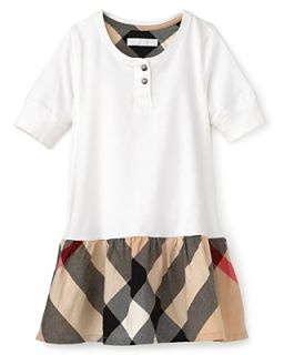 Burberry Girls Jersey Dress with Woven Skirt   Sizes 7 14