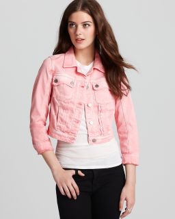 guess jacket danni cropped denim price $ 118 00 color coral size