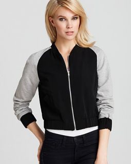 aqua jacket french terry bomber price $ 98 00 color black heather grey