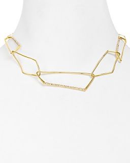 Alexis Bittar New Wave Gold Pave Geometric Link Necklace, 16