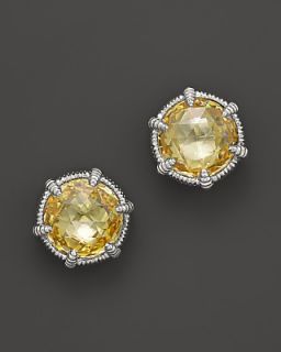 Judith Ripka Eclipse Stud Earrings with Canary Crystal