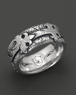 distressed fleur de lis band ring price $ 225 00 color silver size 11