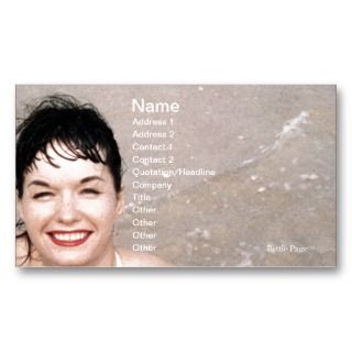 Bettie Page Smiling In the Surf on the Beach Business Card Templates