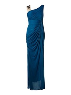 Adrianna Papell Evening Grecian style drape detail dress Turquoise   