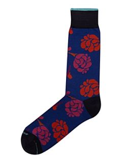 Duchamp Floral print socks Royal Blue   