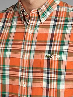 Lacoste LVE Live slim fitted checked shirt Orange   