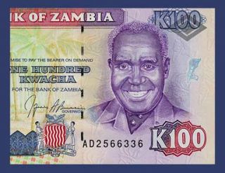 Banknote Zambia 1991 Kenneth Kaunda Victoria Falls Pick 34 UNC