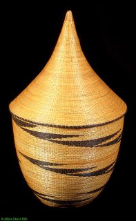 Tutsi Lidded Tight Weave Basket Rwanda African