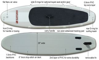 9ft Multifunctional Inflatable Saturn Surf Paddle Board Kayak 35 Wide