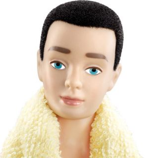 Ken Barbie Doll Vintage Reproduction 1961 Black Fuzzy Flock Hair My
