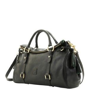 Dooney Bourke Black Florentine Vachetta Leather Large Satchel Handbag