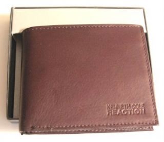 Authentic Kenneth Cole Mens Reaction Brown Leather Wallet Organizer Bi