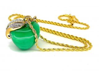 Kenneth Jay Lane KJL Large Jade Green Apple Necklace
