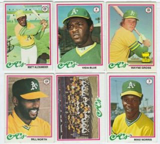 1978 Topps Oakland As Set of 27 Cards Complete Set