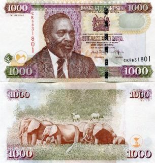 Kenya 1000 Shillings 2010 P New UNC Elephants