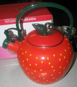 Strawberry Whistling Tea Kettle Novelty Enamel Supreme Brand New