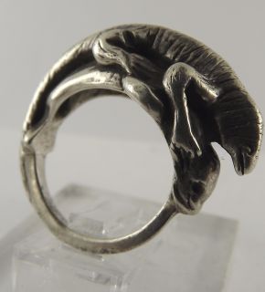 Large Heavy Sterling Silver Naughty Lizard Gecko Free Form Ring