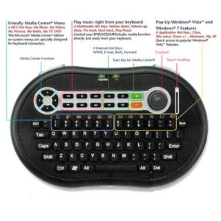 Mini 2 4GHz Wireless RF MCE Keyboard w 11 Hot Keys Mouse Trackball US