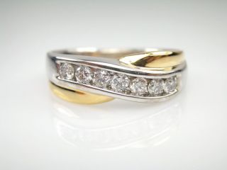Certified 14k White Yellow Gold Mens Diamond Wedding Band Ring