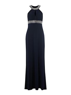 JS Collections Beaded keyhole maxi dress Midnight   