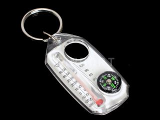 Explorer Keychain Compass Thermometer Magnifying Glass Keyring